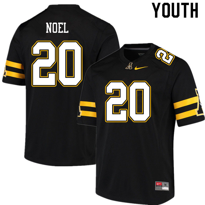 Youth #20 Nate Noel Appalachian State Mountaineers College Football Jerseys Sale-Black - Click Image to Close